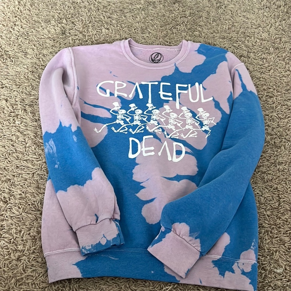 Pacsun womens pink and blue tie dye Grateful Dead crewneck